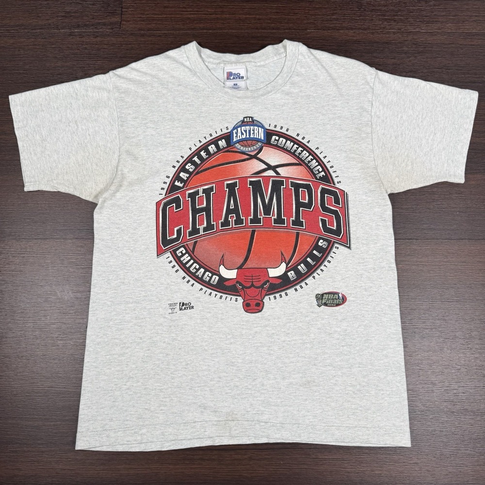 + Vintage Pro Player 1996 Chicago Bulls Shirt Playoffs Gray - Medium